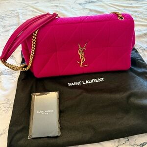NWT Authentic SAINT LAURENT 2023 Jamie MM Fushia Fur bag